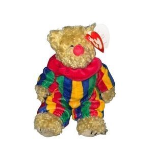 Rare 1993 Ty Beanie Baby Piccadilly Circus Clown Bear w/ Tags 7"